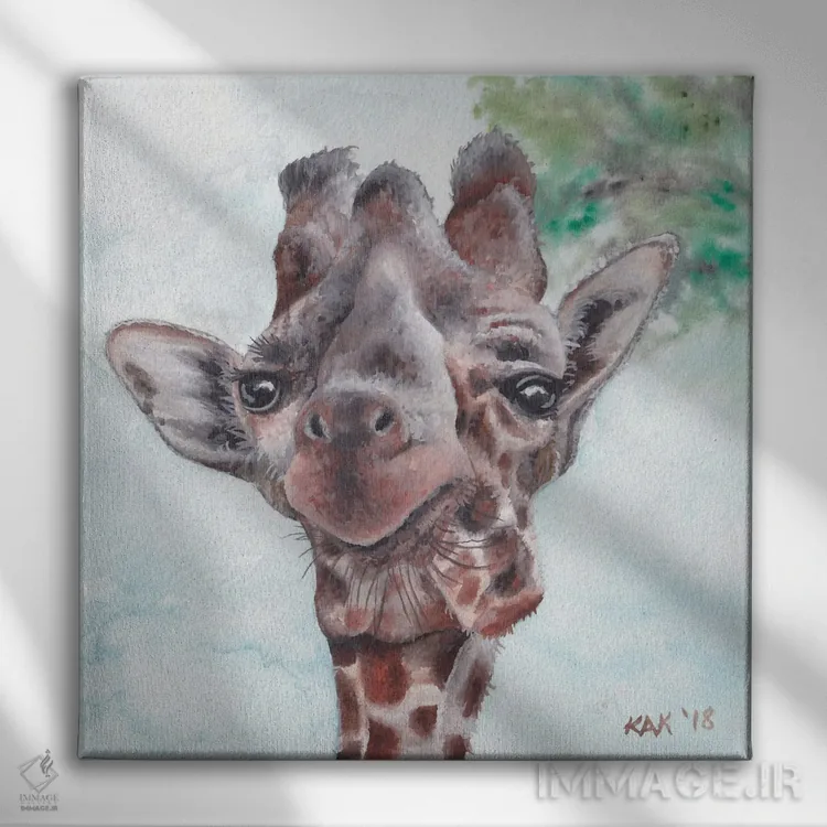 تابلو دکوراتیو زرافه اثر هنر و طراحی KAK - نمای روبهرو روی دیوار