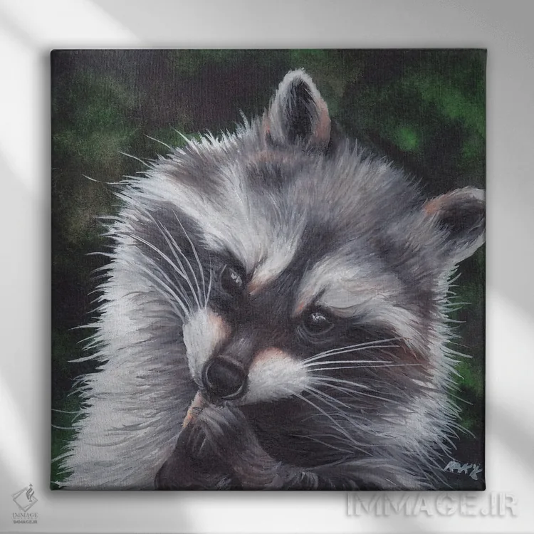 تابلو دکوراتیو راکون اثر هنر و طراحی KAK - نمای روبهرو روی دیوار