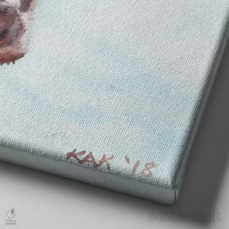 تابلو دکوراتیو زرافه اثر هنر و طراحی KAK - نمای نزدیک بافت بوم