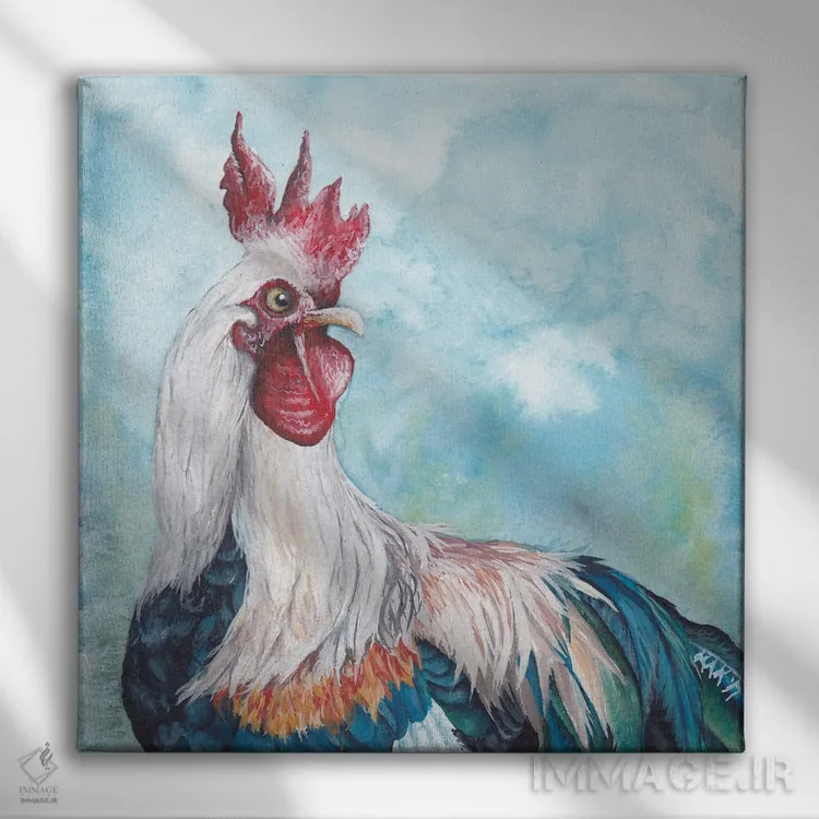 تابلو دکوراتیو خروس II اثر هنر و طراحی KAK - نمای روبهرو روی دیوار