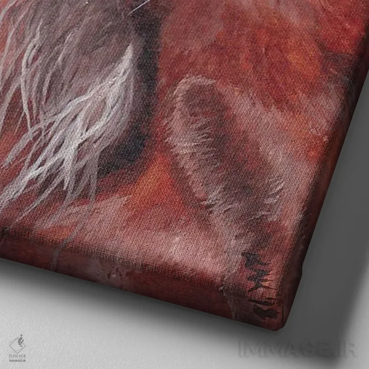 تابلو دکوراتیو اسب اثر هنر و طراحی KAK - نمای نزدیک بافت بوم