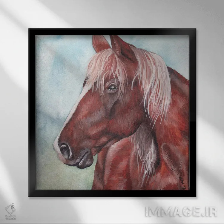 تابلو دکوراتیو اسب اثر هنر و طراحی KAK - نمای قابدار مشکی