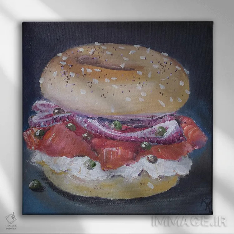 تابلو دکوراتیو بگل و ماهی دودی اثر کریستین کاینر - نمای روبهرو روی دیوار
