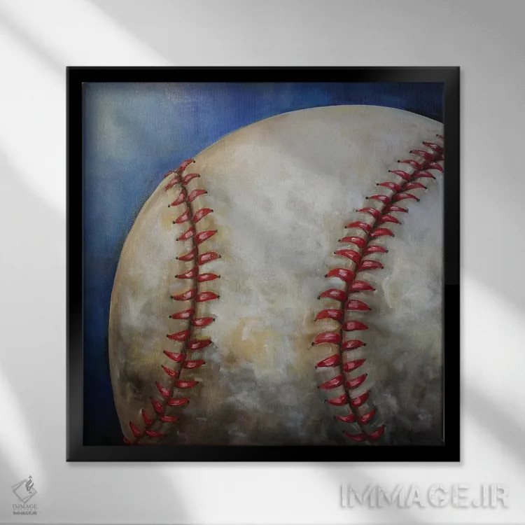 تابلو دکوراتیو بیسبال اثر کریستین کاینر - نمای قابدار مشکی