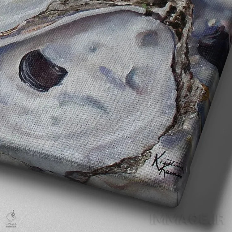 تابلو دکوراتیو صدف های خالی اثر کریستین کاینر - نمای نزدیک بافت بوم