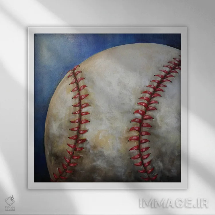 تابلو دکوراتیو بیسبال اثر کریستین کاینر - نمای قابدار سفید
