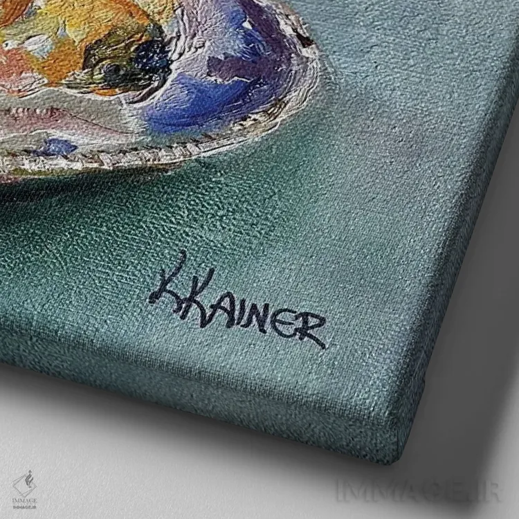 تابلو دکوراتیو صدف خوراکی اثر کریستین کاینر - نمای نزدیک بافت بوم