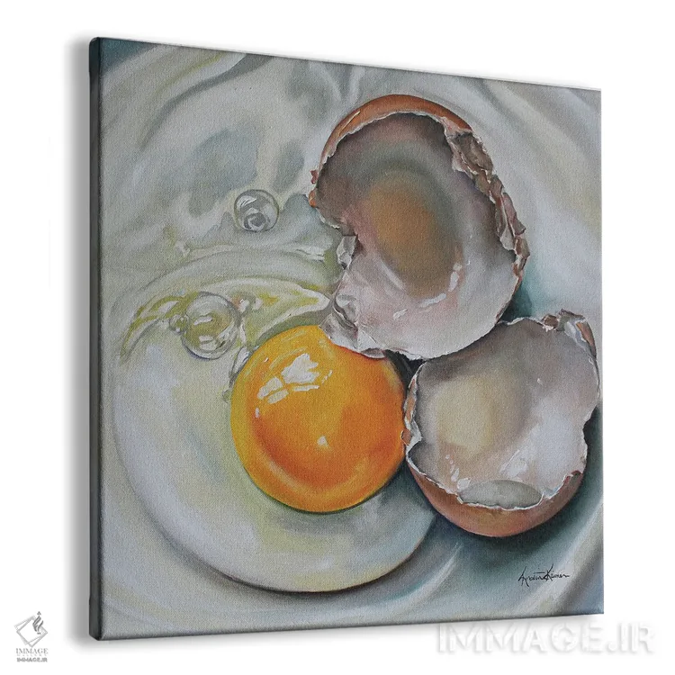 تابلو دکوراتیو تخم مرغ قهوه ای شکسته اثر کریستین کاینر - نمای پرسپکتیو محصول