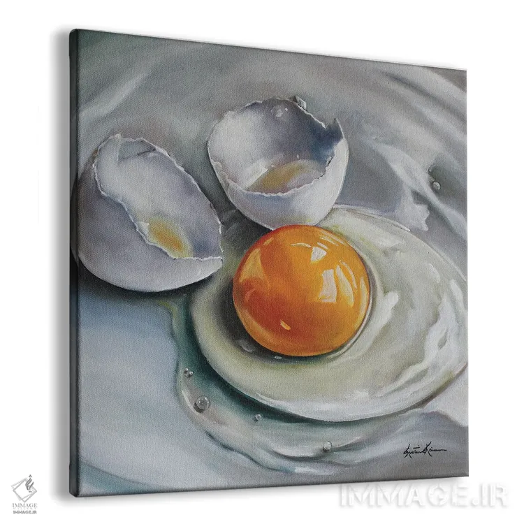 تابلو دکوراتیو تخم مرغ سفید شکسته اثر کریستین کاینر - نمای پرسپکتیو محصول