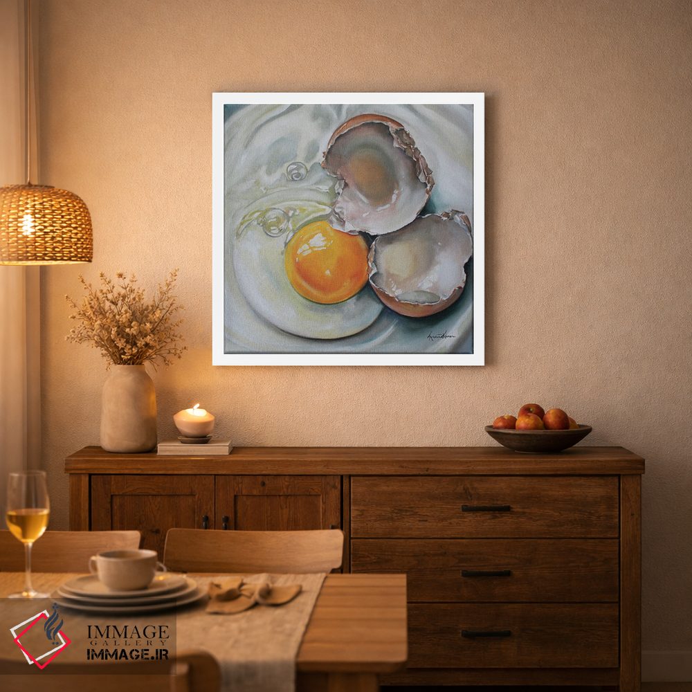 تابلو دکوراتیو تخم مرغ قهوه ای شکسته اثر کریستین کاینر - D3W