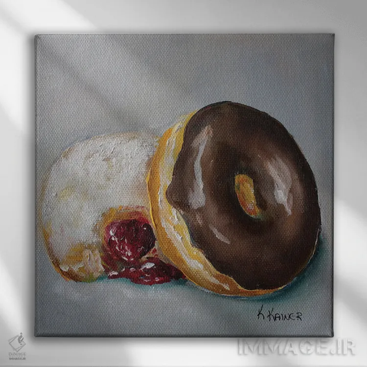 تابلو دکوراتیو دونات ها اثر کریستین کاینر - نمای روبهرو روی دیوار