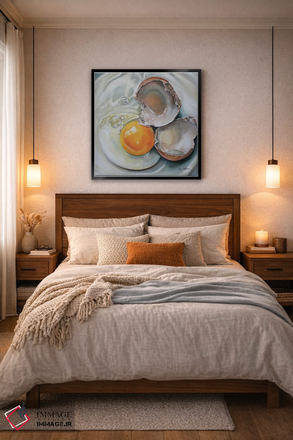 تابلو دکوراتیو تخم مرغ قهوه ای شکسته اثر کریستین کاینر - D6B