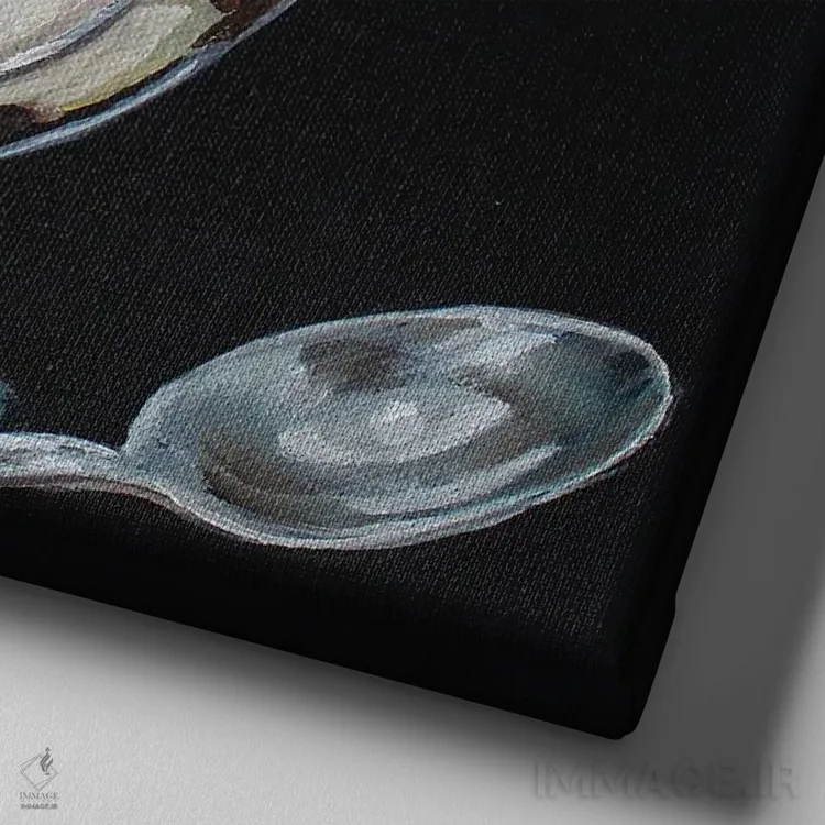 تابلو دکوراتیو ساندی شکلات داغ اثر کریستین کاینر - نمای نزدیک بافت بوم