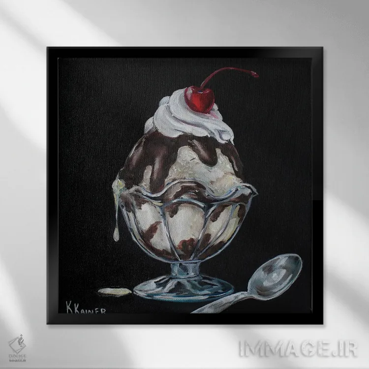 تابلو دکوراتیو ساندی شکلات داغ اثر کریستین کاینر - نمای قابدار مشکی