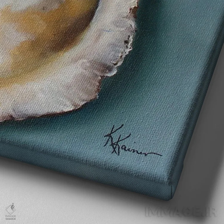 تابلو دکوراتیو صدف مریلند اثر کریستین کاینر - نمای نزدیک بافت بوم