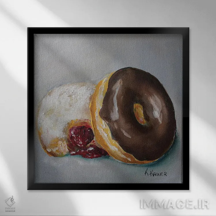 تابلو دکوراتیو دونات ها اثر کریستین کاینر - نمای قابدار مشکی
