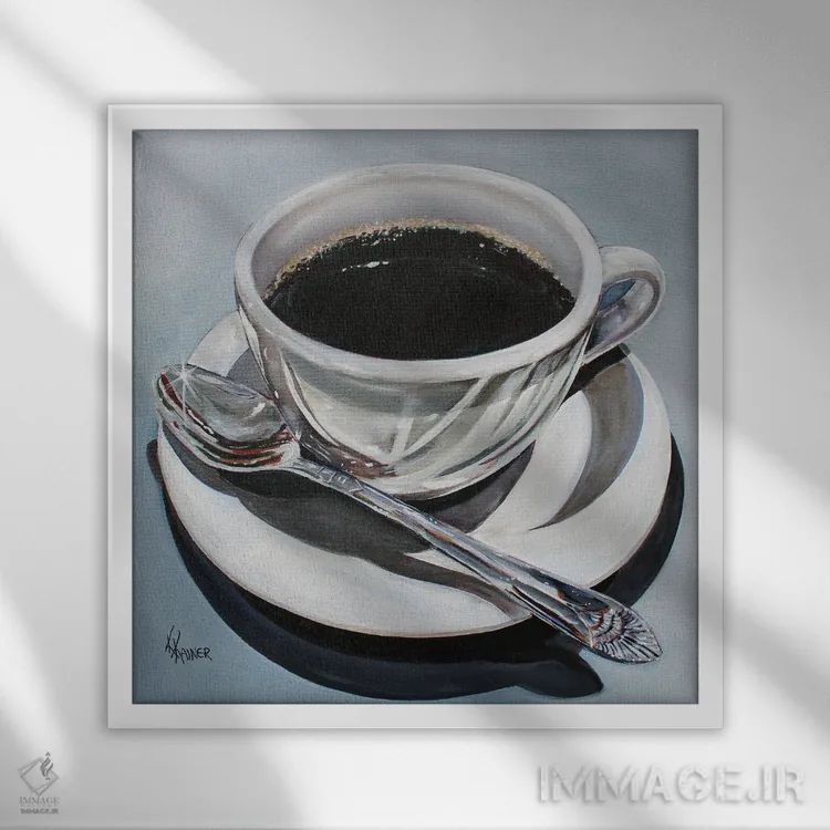 تابلو دکوراتیو قهوه صبحگاهی اثر کریستین کاینر - نمای قابدار سفید