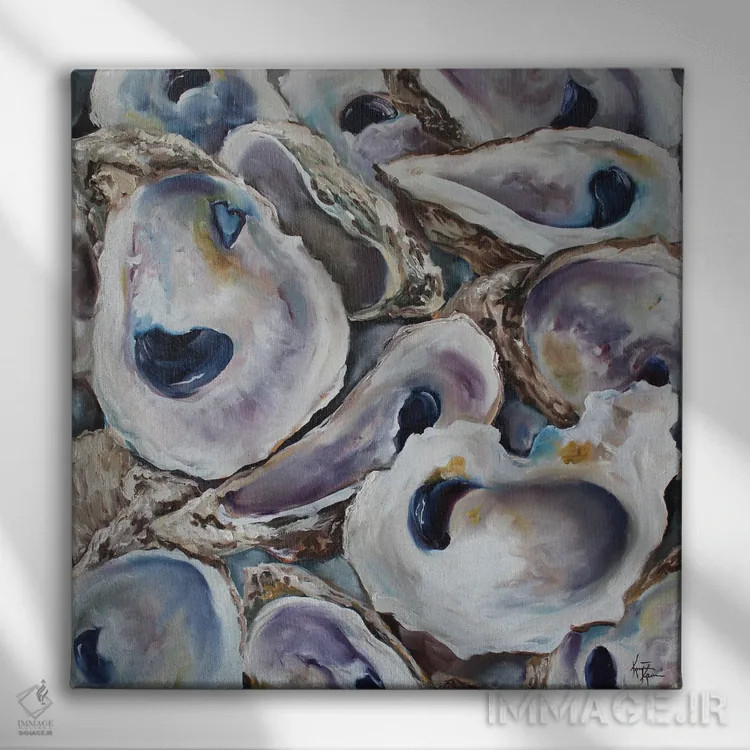 تابلو دکوراتیو صدف های خلیج مکزیک اثر کریستین کاینر - نمای روبهرو روی دیوار