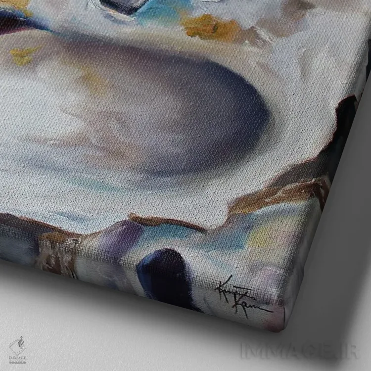 تابلو دکوراتیو صدف های خلیج مکزیک اثر کریستین کاینر - نمای نزدیک بافت بوم