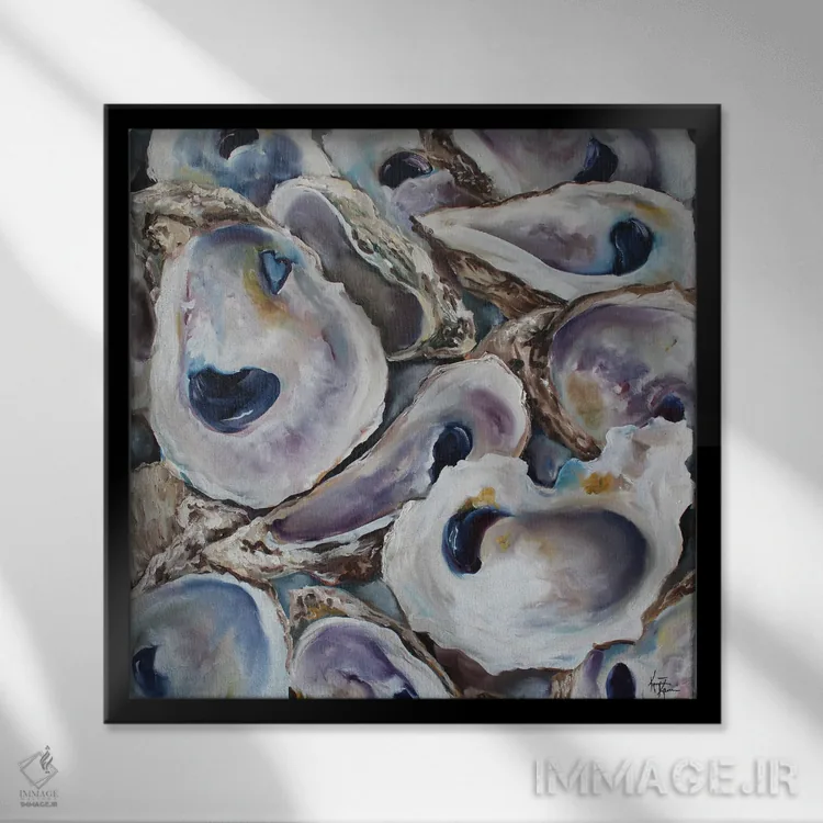 تابلو دکوراتیو صدف های خلیج مکزیک اثر کریستین کاینر - نمای قابدار مشکی