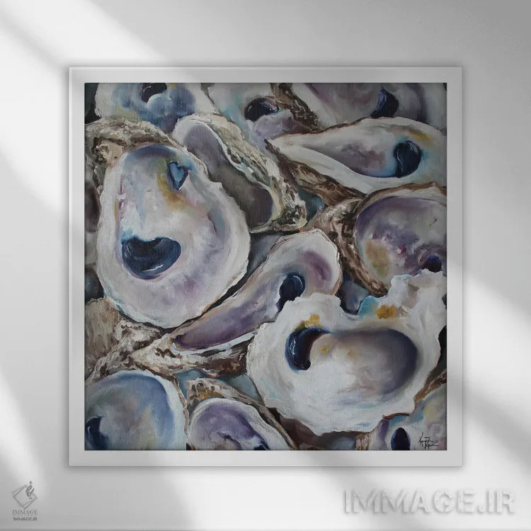 تابلو دکوراتیو صدف های خلیج مکزیک اثر کریستین کاینر - نمای قابدار سفید