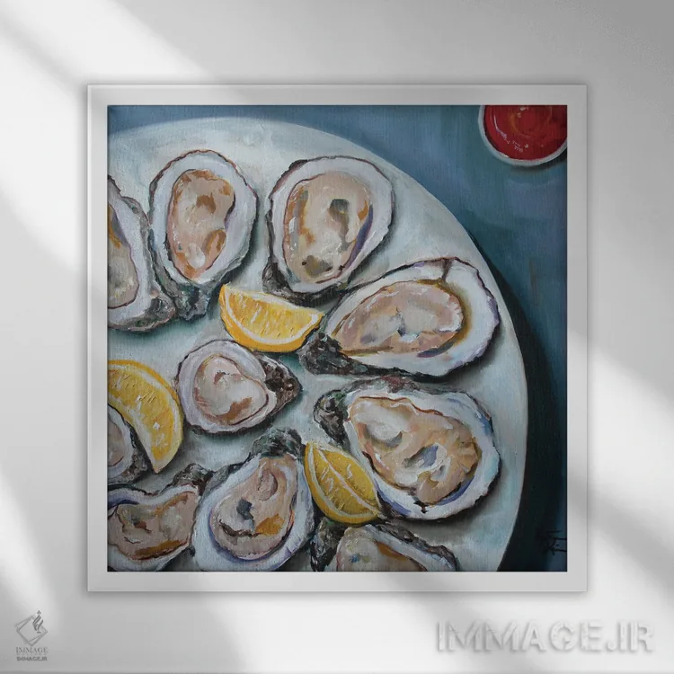 تابلو دکوراتیو صدف های عصرگاهی اثر کریستین کاینر - نمای قابدار سفید