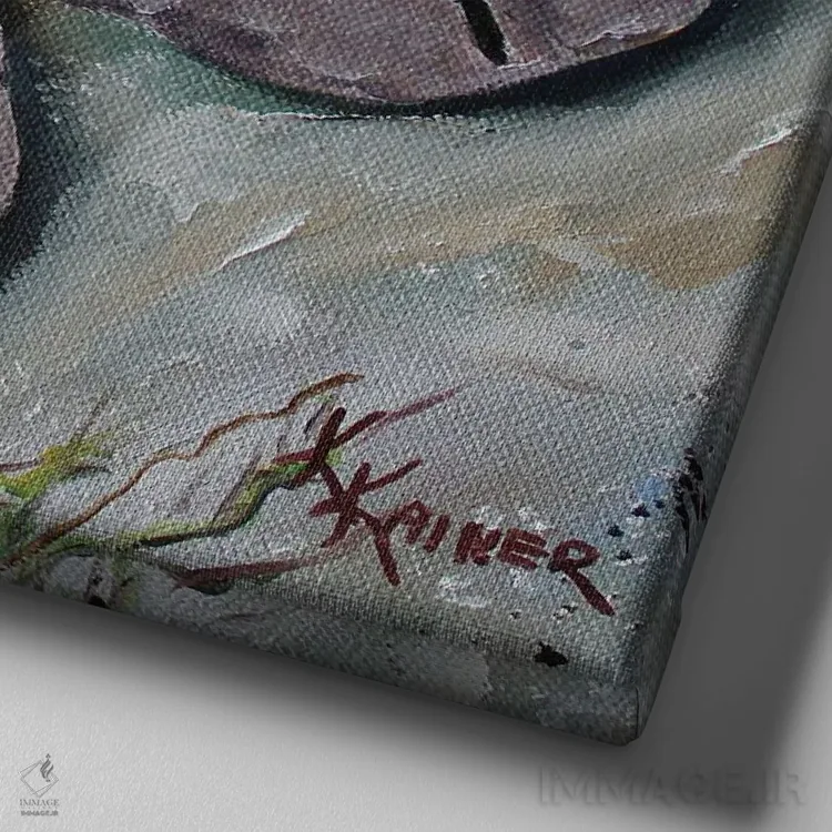 تابلو دکوراتیو صدف های دلار شنی اثر کریستین کاینر - نمای نزدیک بافت بوم