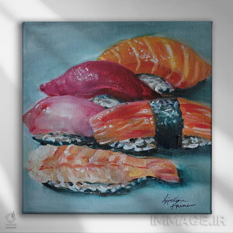 تابلو دکوراتیو سوشی نیگیری اثر کریستین کاینر - نمای روبهرو روی دیوار