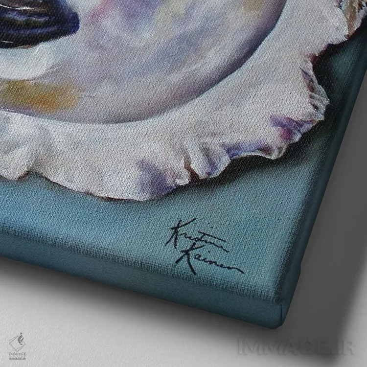 تابلو دکوراتیو پوسته صدف ها اثر کریستین کاینر - نمای نزدیک بافت بوم