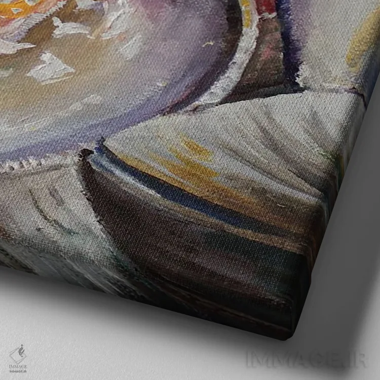 تابلو دکوراتیو صدف بخارپز اثر کریستین کاینر - نمای نزدیک بافت بوم