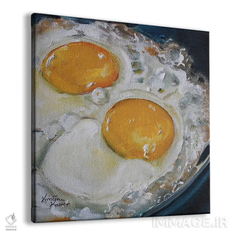 تابلو دکوراتیو تخم مرغ سرخ کرده اثر کریستین کاینر - نمای پرسپکتیو محصول