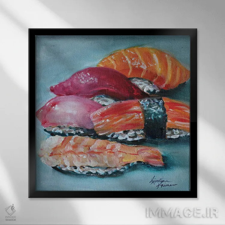 تابلو دکوراتیو سوشی نیگیری اثر کریستین کاینر - نمای قابدار مشکی