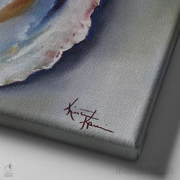 تابلو دکوراتیو صدف نیو انگلند اثر کریستین کاینر - نمای نزدیک بافت بوم