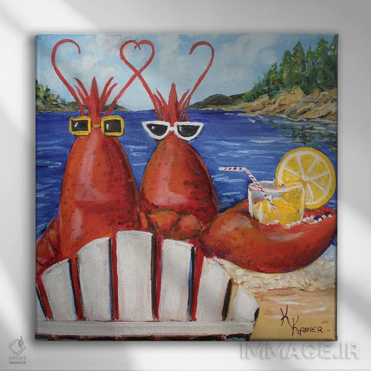 تابلو دکوراتیو خرچنگ های مین محبوب من اثر کریستین کاینر - نمای روبهرو روی دیوار