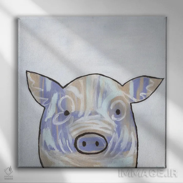 تابلو مدرن خوک با لکه های رنگ اثر کاتلین برایان - نمای روبهرو روی دیوار