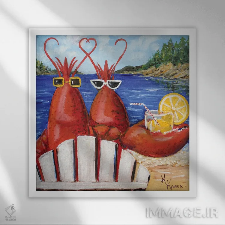 تابلو دکوراتیو خرچنگ های مین محبوب من اثر کریستین کاینر - نمای قابدار سفید