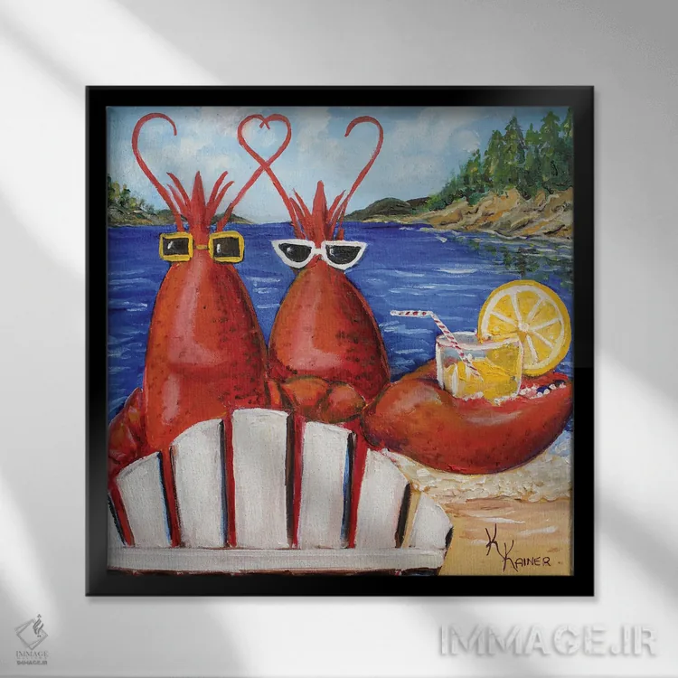 تابلو دکوراتیو خرچنگ های مین محبوب من اثر کریستین کاینر - نمای قابدار مشکی