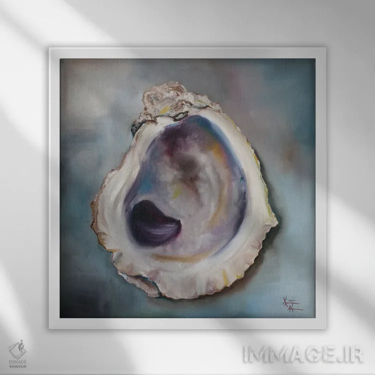 تابلو دکوراتیو صدف خلیجی اثر کریستین کاینر - نمای قابدار سفید