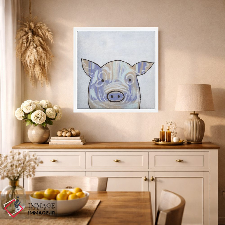 تابلو مدرن خوک با لکه های رنگ اثر کاتلین برایان - D1W