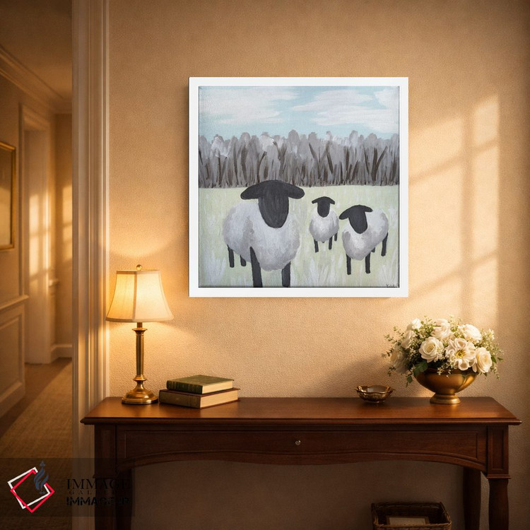 تابلو مدرن گوسفند با لکه های رنگ اثر کاتلین برایان - D3W