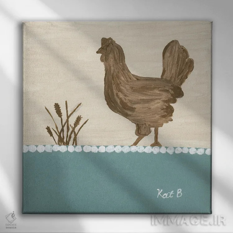 تابلو مینیمال در مرتع مرغ قهوه ای اثر کاتلین برایان - نمای روبهرو روی دیوار