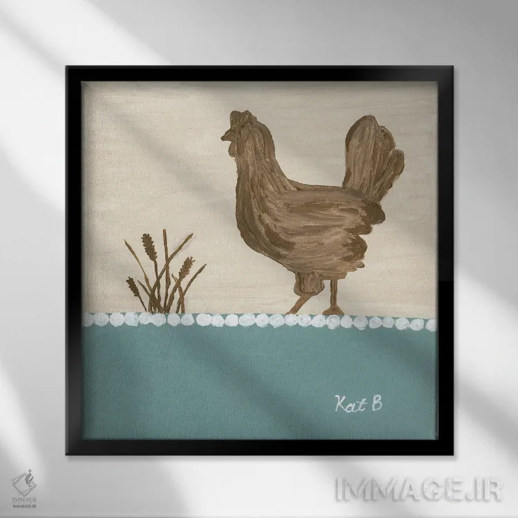 تابلو مینیمال در مرتع مرغ قهوه ای اثر کاتلین برایان - نمای قابدار مشکی