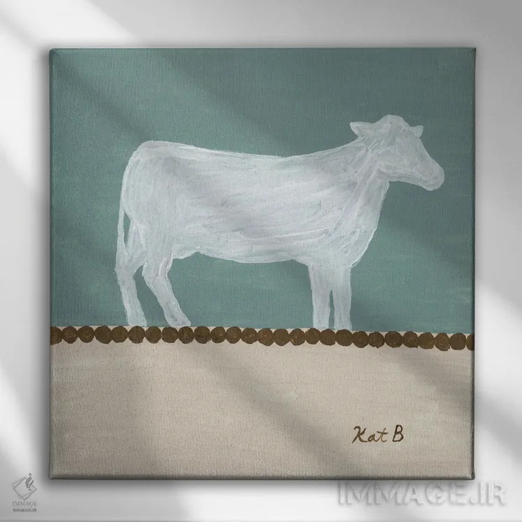تابلو مینیمال در مرتع گاو سفید اثر کاتلین برایان - نمای روبهرو روی دیوار