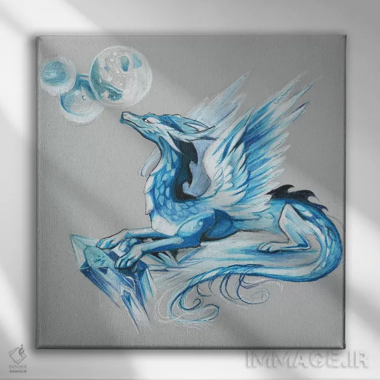 تابلو دکوراتیو اژدهای یخی اثر کتی لیپسکامب - نمای روبهرو روی دیوار