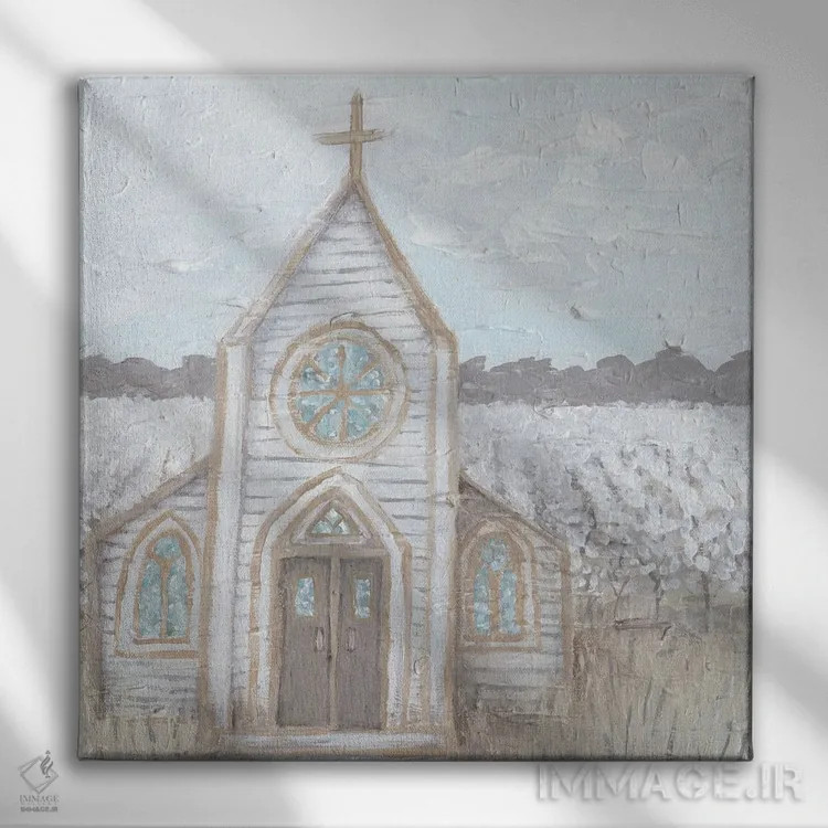 تابلو مدرن کلیسای طراحی مزرعه اثر کاتلین برایان - نمای روبهرو روی دیوار