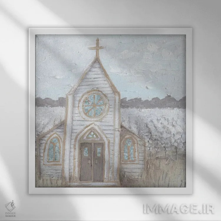 تابلو مدرن کلیسای طراحی مزرعه اثر کاتلین برایان - نمای قابدار سفید
