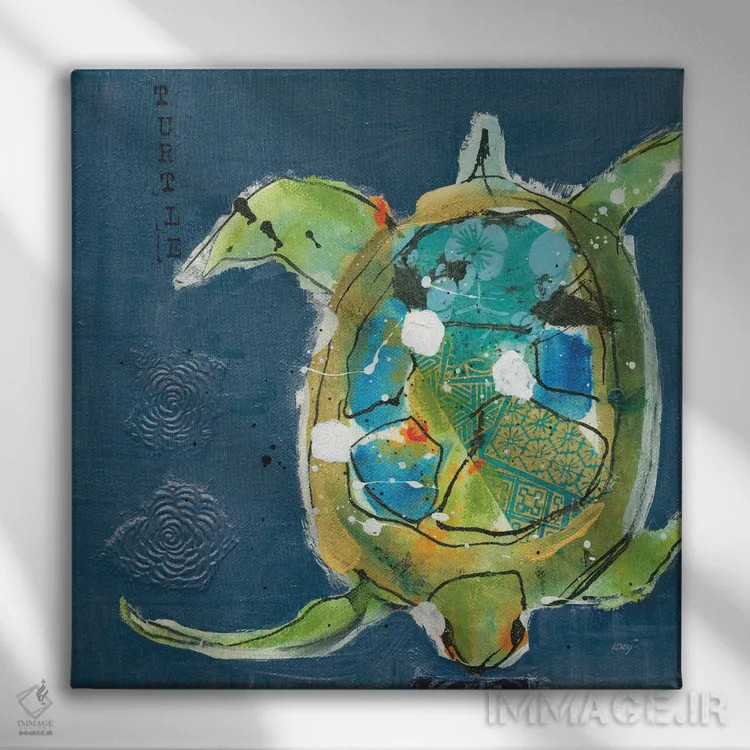 تابلو دکوراتیو لاک پشت چنتس اثر کلی دی - نمای روبهرو روی دیوار