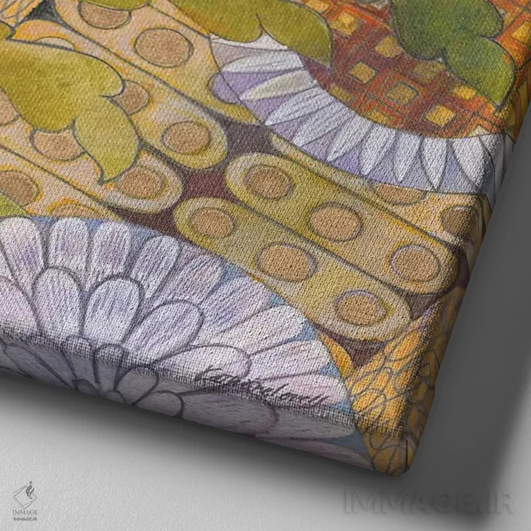 تابلو انتزاعی باغ خیالی ۲ اثر کاترین لاول - نمای نزدیک بافت بوم