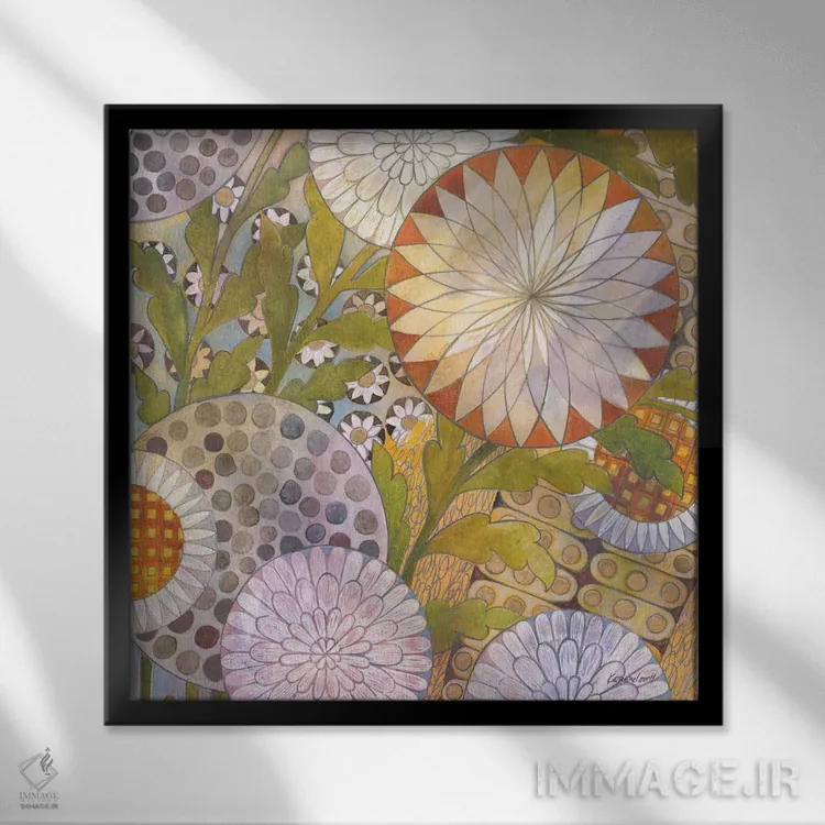 تابلو انتزاعی باغ خیالی ۲ اثر کاترین لاول - نمای قابدار مشکی