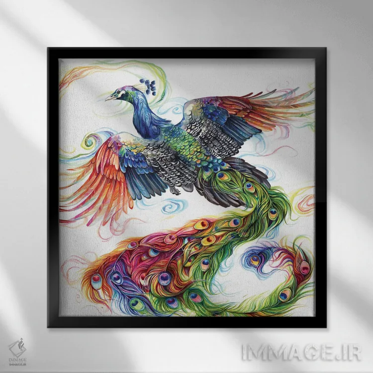 تابلو دکوراتیو طاووس اثر کتی لیپسکامب - نمای قابدار مشکی